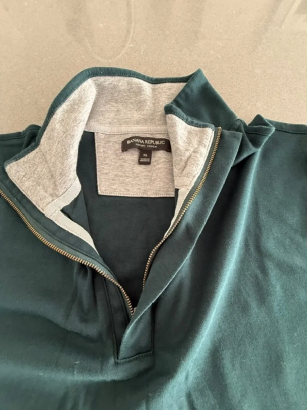 Men's XL Banana Republic Luxury Touch Half-Zip Green 1/4 Zip Shirt Barely worn